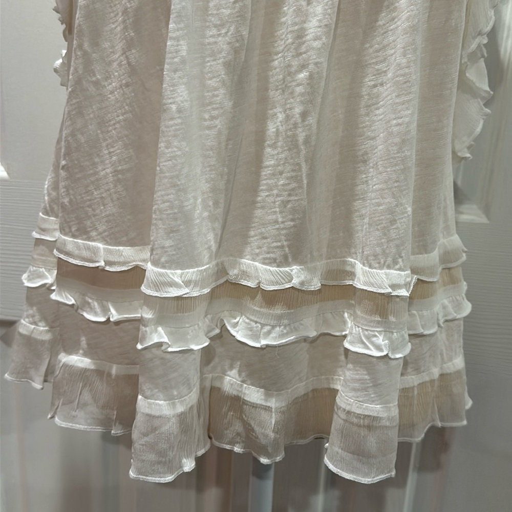 Final Sale 👀 No More Low Offers By Anthropologie Ruffled Flutter-Sleeve Top Size - Picture 9 of 15